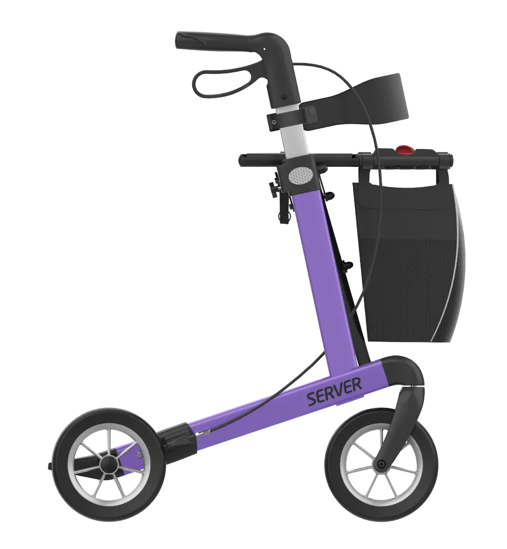 Rehasense Leichtgewicht-Rollator Server aus Aluminium in Violett - Seitenansicht