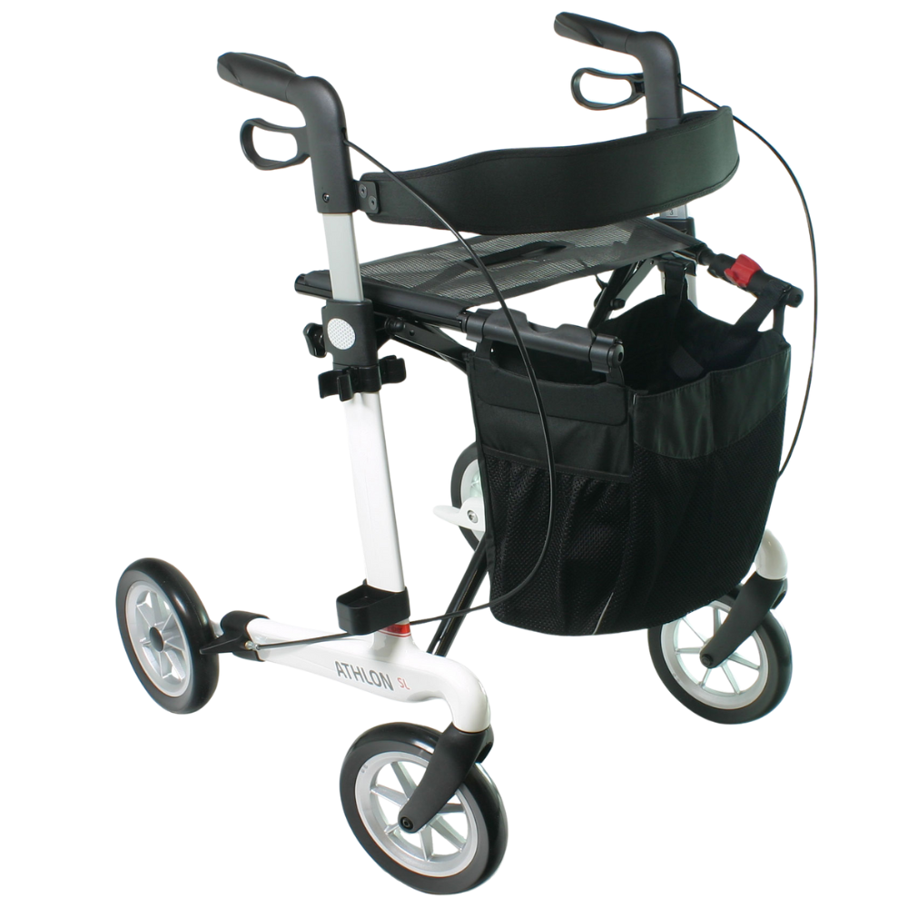 Carbon-Rollator Athlon SL mit Softbereifung inkl. Rückengurt in Weiß