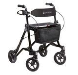 Sanida Rollator in schwarz mit Rückengurt und Netztasche